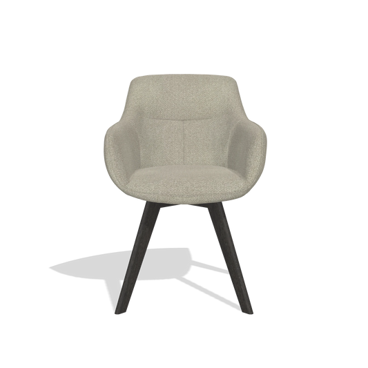 Chaise de salle à manger Odille 6578 en tissu Rhythm 05 (grège), pieds en tabac, vue de face