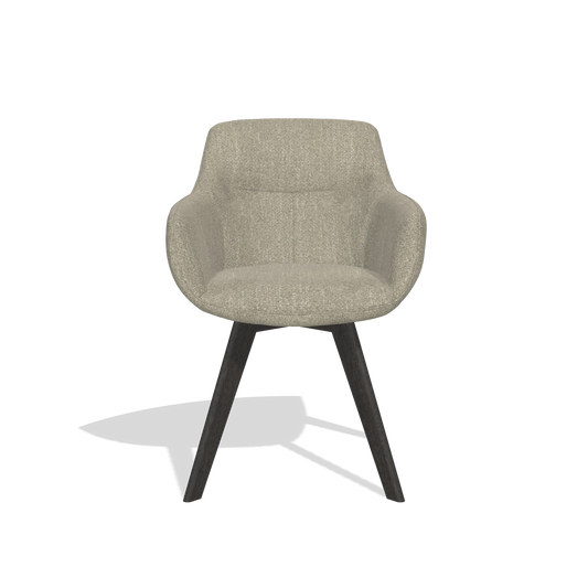 Chaise de salle à manger Odille 6578 en tissu Rhythm 10 (vert sauge), pieds en tabac, vue de face