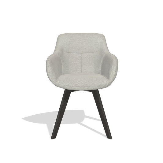 Chaise de salle à manger Odille 6578 en tissu Rhythm 101 (grège), pieds en tabac, vue de face