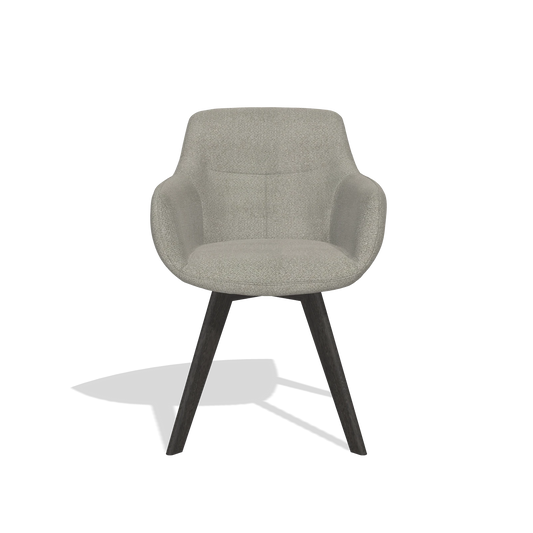 Chaise de salle à manger Odille 6578 en tissu Rhythm 84 (gris), pieds en tabac, vue de face