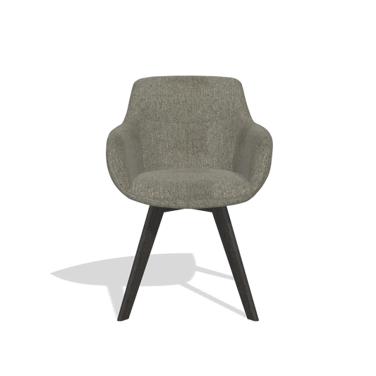 Chaise de salle à manger Odille 6578 en tissu San Remo 103 (gris foncé), pieds en tabac, vue de face