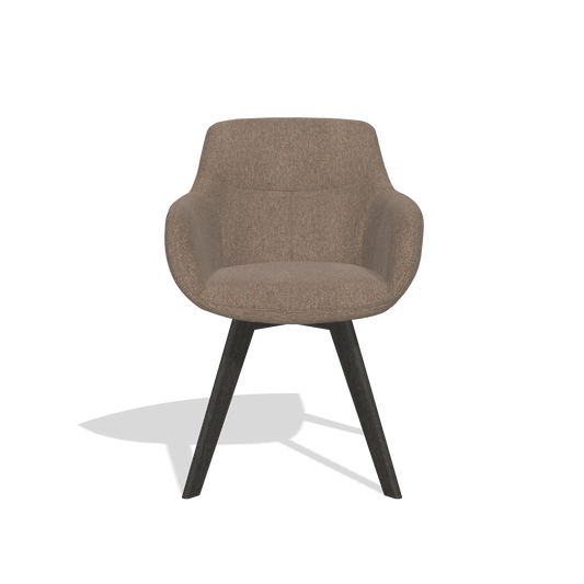 Chaise de salle à manger Odille 6578 en tissu San Remo 201 (olive), pieds en tabac, vue de face