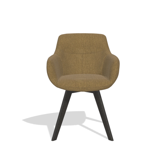 Chaise de salle à manger Odille 6578 en tissu San Remo 401 (olive), pieds en tabac, vue de face