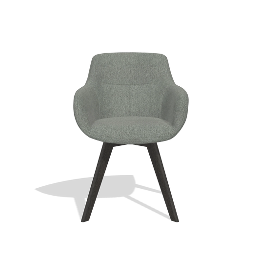 Chaise de salle à manger Odille 6578 en tissu San Remo 502 (taupe), pieds en tabac, vue de face