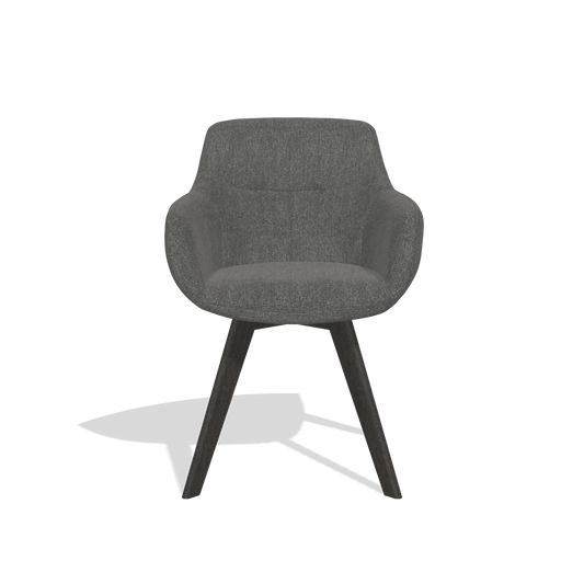 Chaise de salle à manger Odille 6578 en tissu San Remo 800 (anthracite), pieds en tabac, vue de face