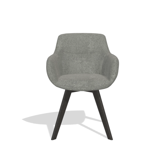 Chaise de salle à manger Odille 6578 en tissu San Remo 802 (taupe), pieds en tabac, vue de face