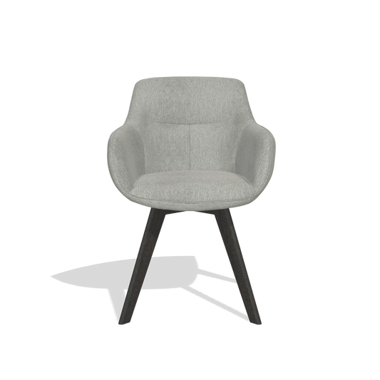 Chaise de salle à manger Odille 6578 en tissu San Remo 901 (gris), pieds en tabac, vue de face