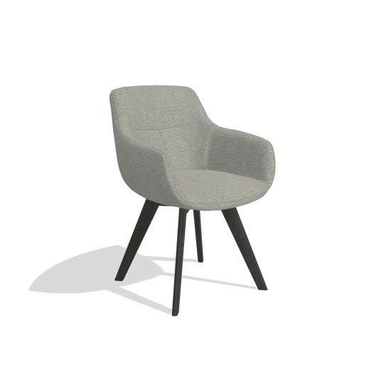 Chaise de salle à manger Odille 6578 en tissu Sneak 01 (gris), pieds en tabac, vue de trois-quarts