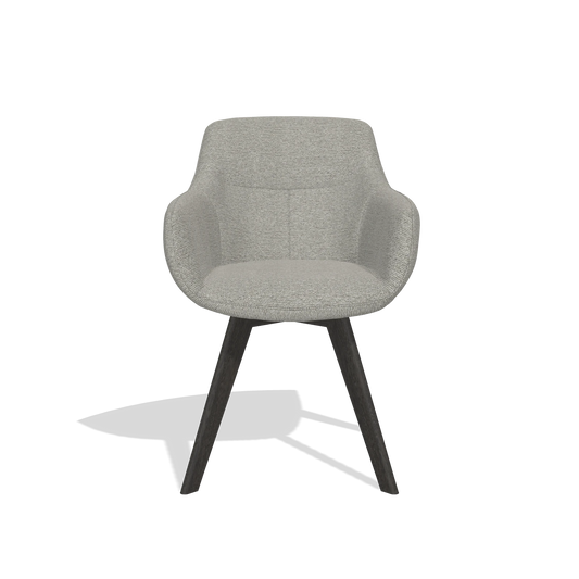 Chaise de salle à manger Odille 6578 en tissu Sneak 01 (gris), pieds en tabac, vue de face