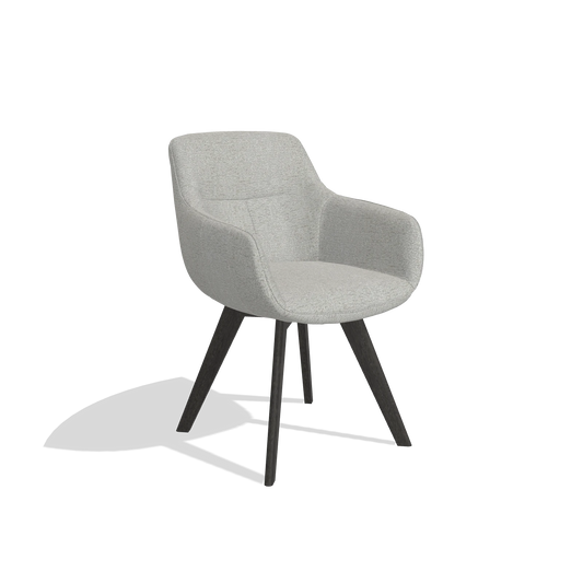 Chaise de salle à manger Odille 6578 en tissu Sneak 05 (grège), pieds en tabac, vue de trois-quarts