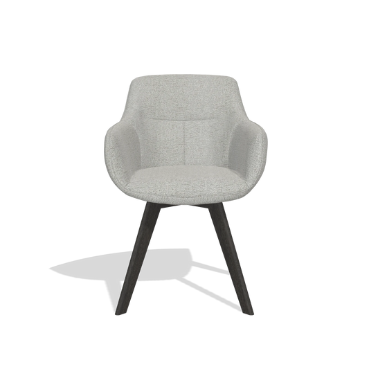 Chaise de salle à manger Odille 6578 en tissu Sneak 05 (grège), pieds en tabac, vue de face