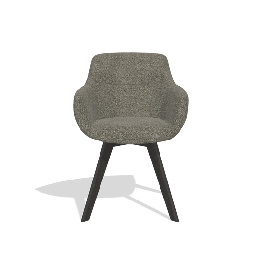Chaise de salle à manger Odille 6578 en tissu Sneak 10 (gris foncé), pieds en tabac, vue de face