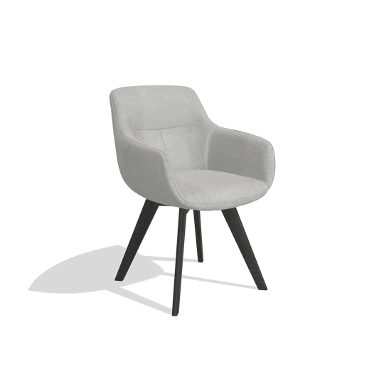 Chaise de salle à manger Odille 6578 en tissu Sneak 110 (grège), pieds en tabac, vue de trois-quarts