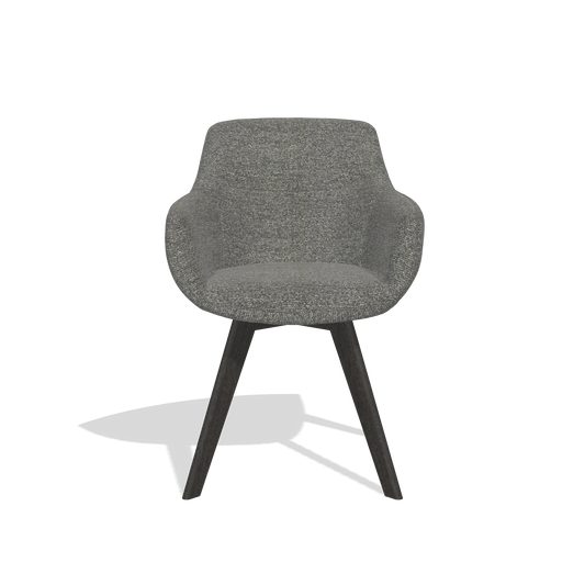 Chaise de salle à manger Odille 6578 en tissu Sneak 12 (gris foncé), pieds en tabac, vue de face
