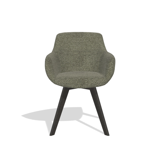 Chaise de salle à manger Odille 6578 en tissu Sneak 59 (gris foncé), pieds en tabac, vue de face