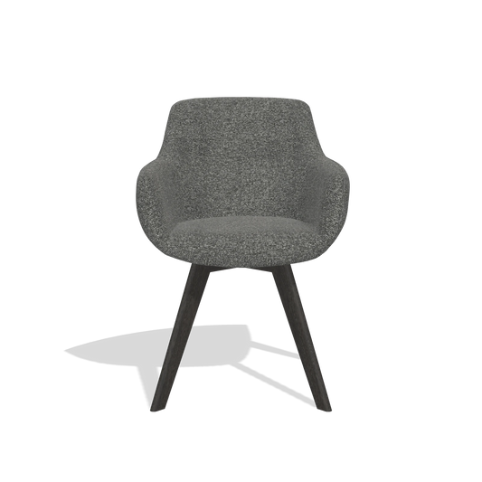Chaise de salle à manger Odille 6578 en tissu Sneak 65 (gris foncé), pieds en tabac, vue de face