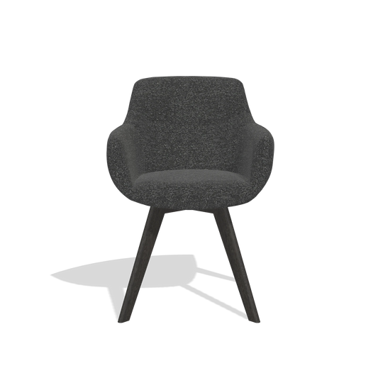 Chaise de salle à manger Odille 6578 en tissu Sneak 67 (noir), pieds en tabac, vue de face
