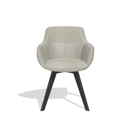 Chaise de salle à manger Odille 6578 en tissu Stella 01 (grège), pieds en tabac, vue de face