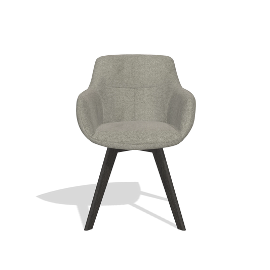 Chaise de salle à manger Odille 6578 en tissu Stella 10 (taupe), pieds en tabac, vue de face