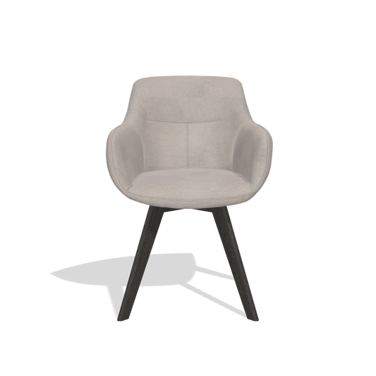 Chaise de salle à manger Odille 6578 en tissu Stella 106 (grège), pieds en tabac, vue de face