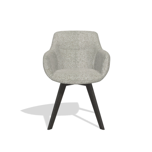 Chaise de salle à manger Odille 6578 en tissu Taurus 01 (grège), pieds en tabac, vue de face