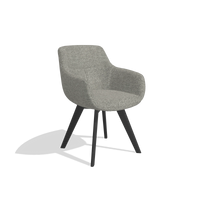 Dining Chair Odille 6578 in Taurus 65 fabric (taupe), black legs, angled view