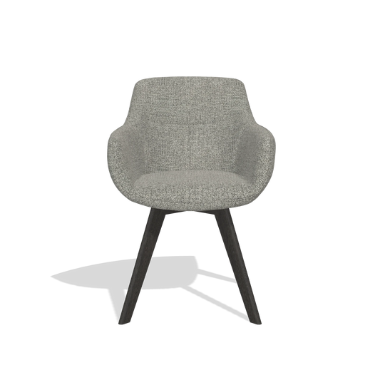 Chaise de salle à manger Odille 6578 en tissu Taurus 65 (taupe), pieds en tabac, vue de face