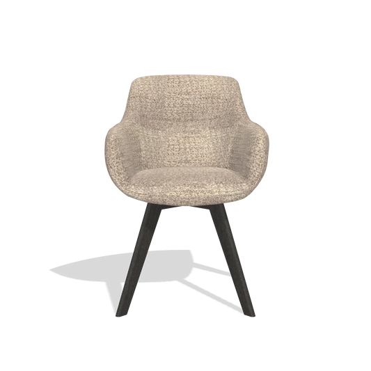Chaise de salle à manger Odille 6578 en tissu Venga 10 (grège), pieds en tabac, vue de face