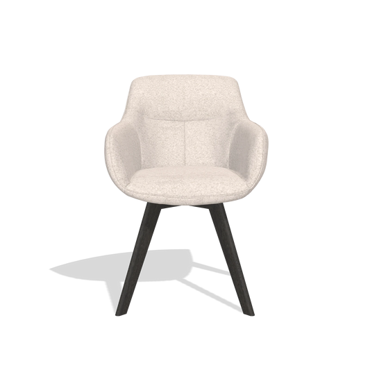 Chaise de salle à manger Odille 6578 en tissu Venga 102 (gris clair), pieds en tabac, vue de face