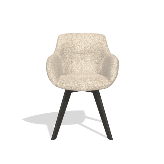 Chaise de salle à manger Odille 6578 en tissu Venga 214 (gris clair), pieds en tabac, vue de face