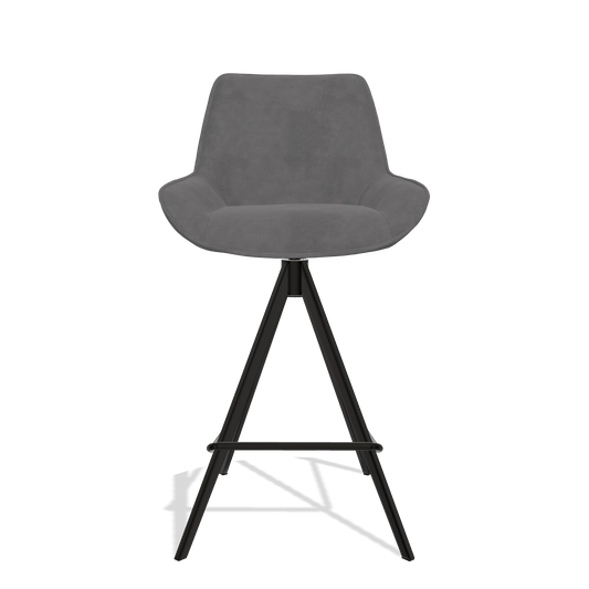 Tabouret de bar Padua 6457 en tissu Adore 180 (gris foncé), pieds en noir, vue de face