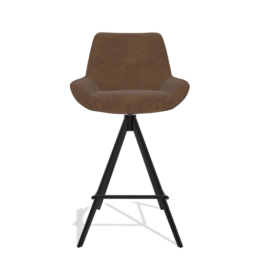 Barhocker Padua 6457 in Stoff Adore 28 (Schokobraun), Beine in Schwarz, Vorderansicht