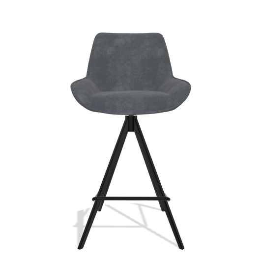 Barhocker Padua 6457 in Stoff Adore 56 (Anthrazit), Beine in Schwarz, Vorderansicht