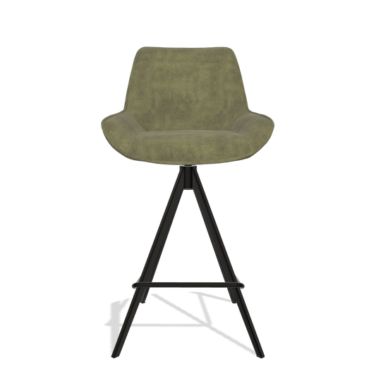Barhocker Padua 6457 in Stoff Adore 59 (Oliv), Beine in Schwarz, Vorderansicht