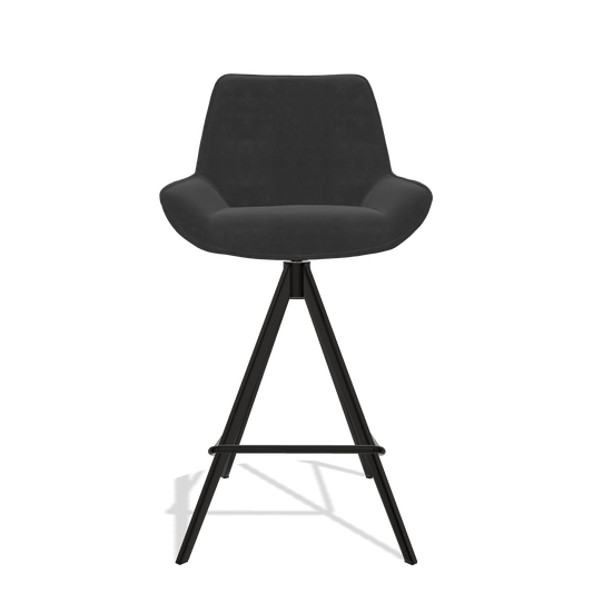 Tabouret de bar Padua 6457 en tissu Adore 67 (noir), pieds en noir, vue de face