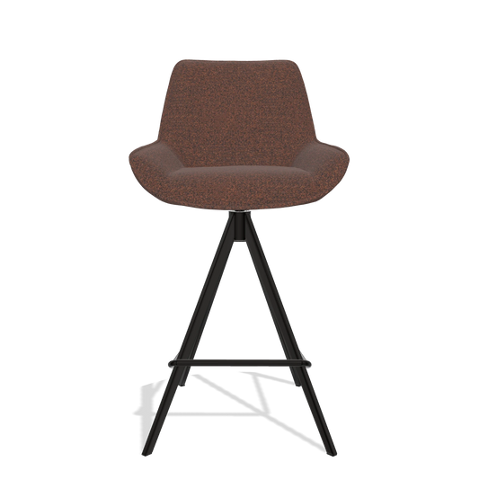 Barhocker Padua 6457 in Stoff Ascot Brick (Schokobraun), Beine in Schwarz, Vorderansicht