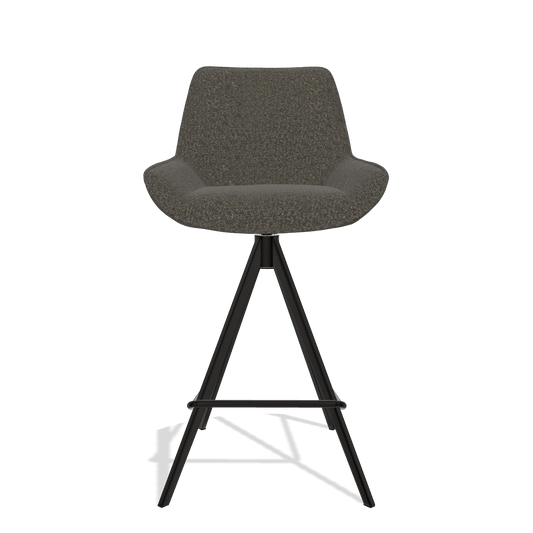 Barhocker Padua 6457 in Stoff Ascot Mouse (Schokobraun), Beine in Schwarz, Vorderansicht