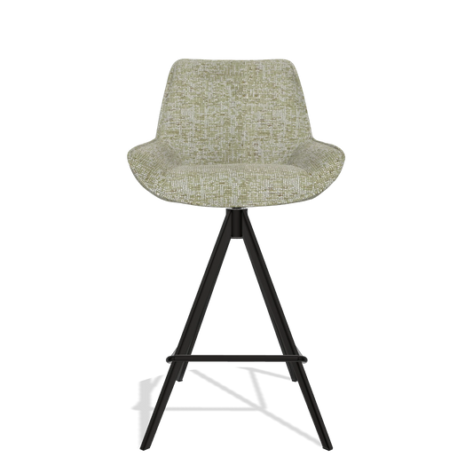 Tabouret de bar Padua 6457 en tissu Be Fine 429 (vert sauge), pieds en noir, vue de face