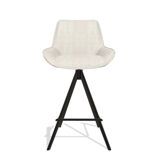 Tabouret de bar Padua 6457 en tissu Bull 05 (gris clair), pieds en noir, vue de face