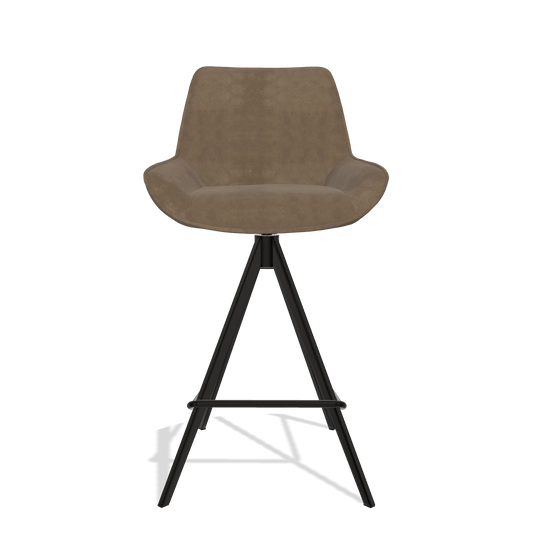 Tabouret de bar Padua 6457 en tissu Bull 15 (marron), pieds en noir, vue de face
