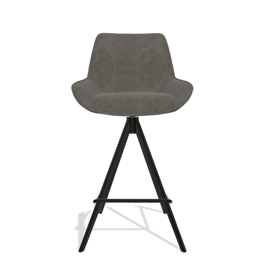 Tabouret de bar Padua 6457 en tissu Bull 18 (gris foncé), pieds en noir, vue de face