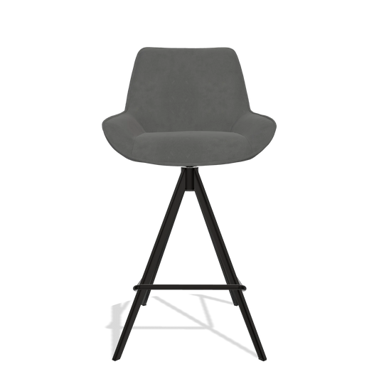 Tabouret de bar Padua 6457 en tissu Bull 67 (gris foncé), pieds en noir, vue de face
