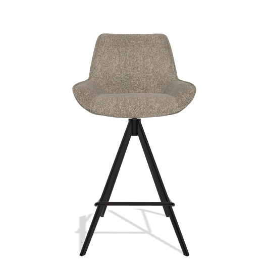 Tabouret de bar Padua 6457 en tissu Cayenne 55 (taupe), pieds en noir, vue de face
