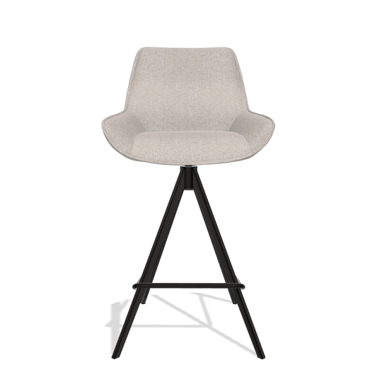 Bar Stool Padua 6457 in Glory 196 fabric (dusty rose), black legs, front view