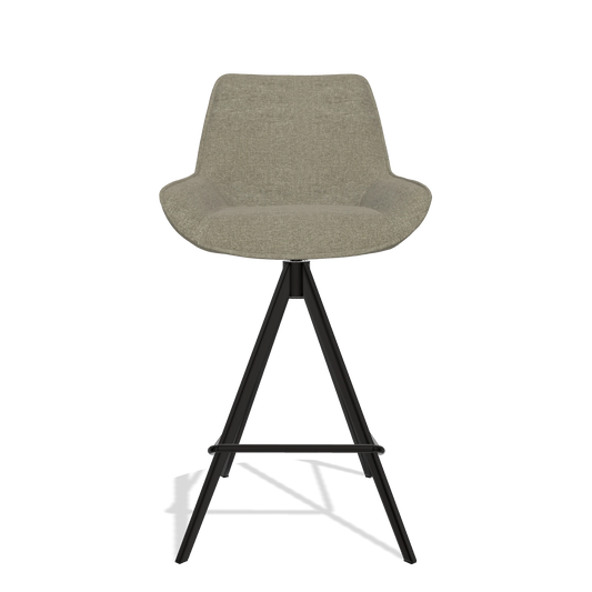 Taburete de bar Padua 6457 en tela Guard 193 (topo), patas en negro, vista frontal