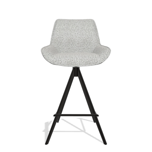 Taburete de bar Padua 6457 en tela Horta 106 (gris claro), patas en negro, vista frontal