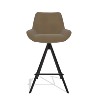Tabouret de bar Padua 6457 en Cuir A802 (olive), pieds en noir, vue de face