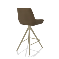 Tabouret de bar Padua 6457 en Cuir A802 (olive), pieds en champagne, vue de trois-quarts arrière