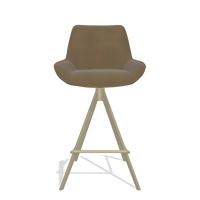 Tabouret de bar Padua 6457 en Cuir A802 (olive), pieds en champagne, vue de face
