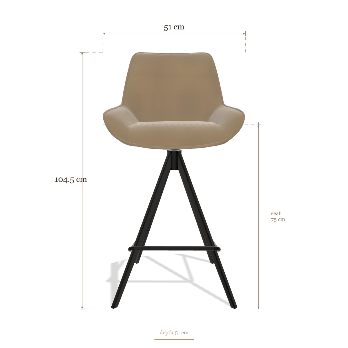 Tabouret de bar Padua 6457, dimensions 51 x 51 x 104.5 cm